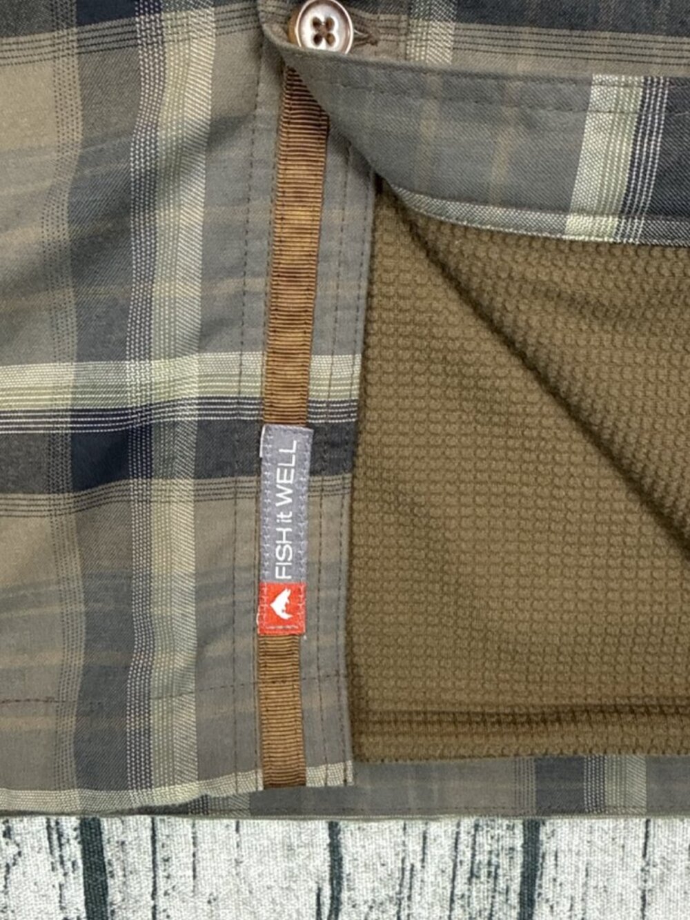 Simms Plaid Men's Medium Gray Lined Flannel Fishing Shirt - Picture 9 of 15
